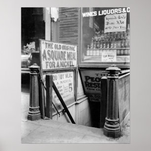 Poster Cinq le cent Restaurant, 1915. Photo vintage