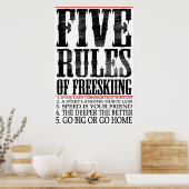 Poster cinq règles pour freeskiing (Cuisine)