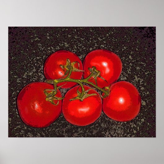 Poster - Cinq tomates sur la vigne (Devant)