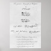 Poster Cinq véritables autographes de William Shakespeare (Devant)