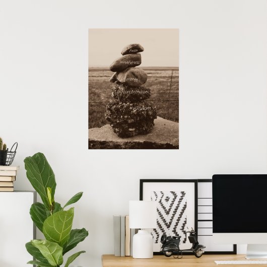 Poster Cinq vertus du zen (Bureau à domicile)