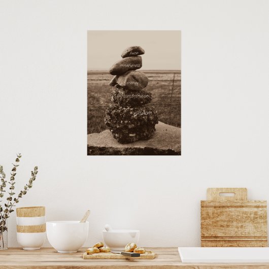 Poster Cinq vertus du zen (Cuisine)