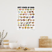 Poster CINQUANTE ÉTATS DE LA NOURRITURE Etats-Unis Amériq (Cuisine)