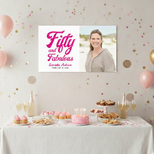 Poster Cinquante Moderne et Fabuleux Rose Fête d'annivers