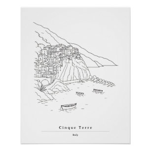 Poster Cinque Terre Italie minimaliste Art en ligne Art