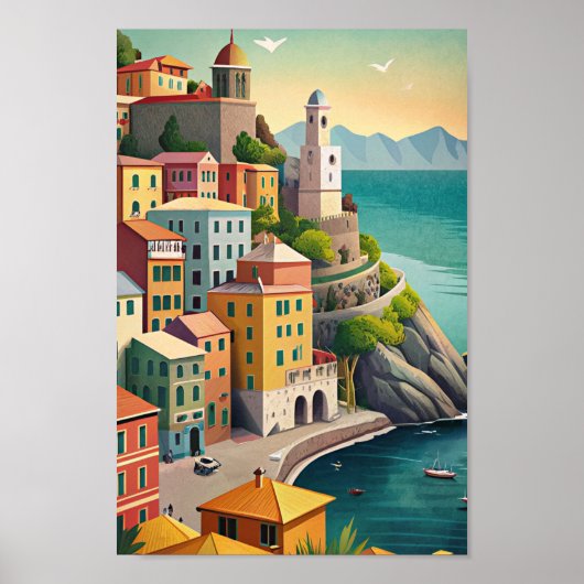 Poster Cinque Terre Italie Vintage voyage (Devant)