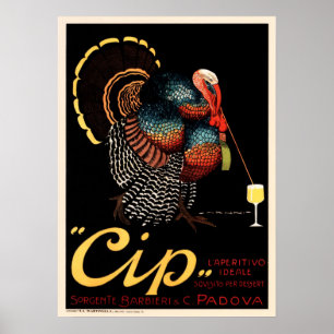 Poster CIP L'APÉRITIF IDÉAL Alcool Vintage Italien