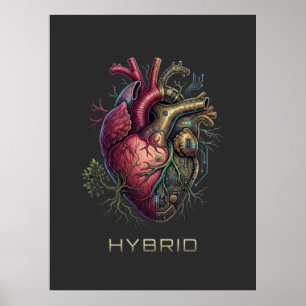 Poster Circuit carte mère de cœur anatomique hybride