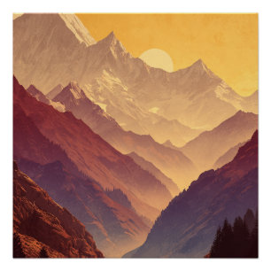 Poster Circuit d'Annapurna Montagnes culminantes avec sol