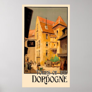 Poster Circuit Dordogne, ville, maisons, France, voyage v