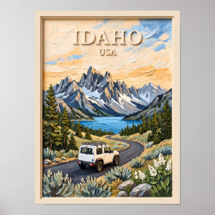 Poster Circuit routier vintage 3D texturé Idaho USA