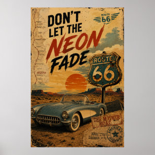 Poster Circuit routier vintage Route 66 en Arizona