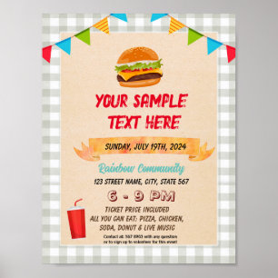 Poster Circulaire à thème Cute Hamburger