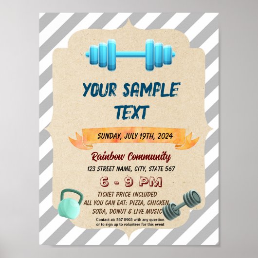 Poster Circulaire à thème Fitness mignonne (Devant)