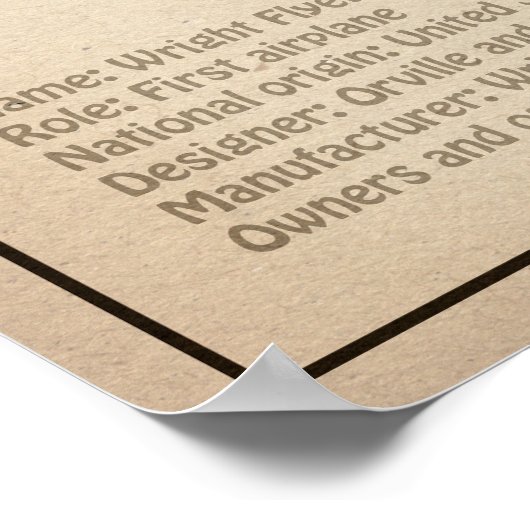 Poster Circulaire Wright - Plan de dessin plan de l'avion (Coin)