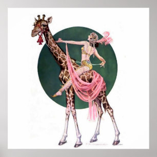 Poster "Circus Giraffe Rider" par FX Leyendecker