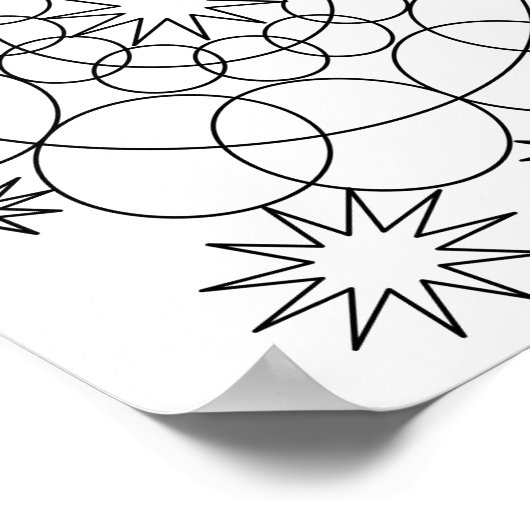 Poster - Cirkels en sterren Mandala naar kleur (Hoek)