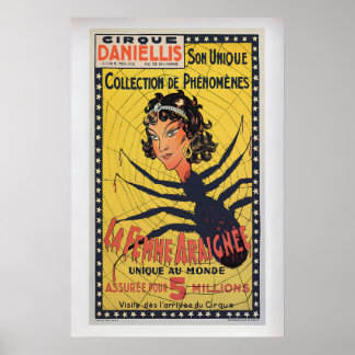 Poster Cirque Daniellis, the Spider Woman  Vintage Circus