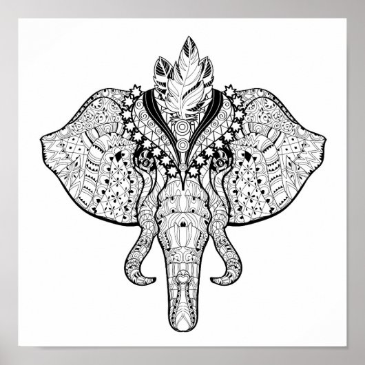 Poster Cirque Eléphant Doodle 2 (Devant)