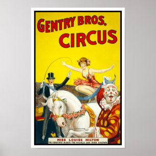 Poster Cirque Gentry Bros., 1920. Publicité ancienne