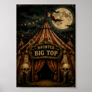 Poster Cirque hanté de l'Halloween vintage Big Top