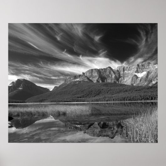 Poster Cirrus nuages au-dessus du lac Waterfowl, Banff (Devant)