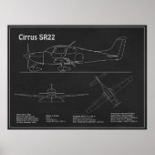 Poster Cirrus SR22 - Plans de dessin du plan directeur de (Devant)