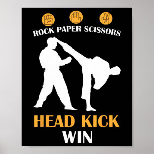 Poster Ciseaux de papier rocheux Tête Kick I Win Yellow K