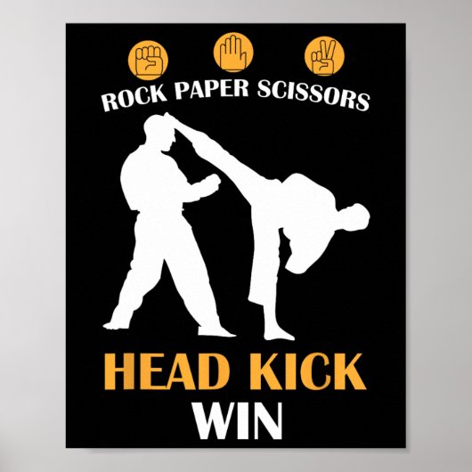 Poster Ciseaux de papier rocheux Tête Kick I Win Yellow K (Devant)