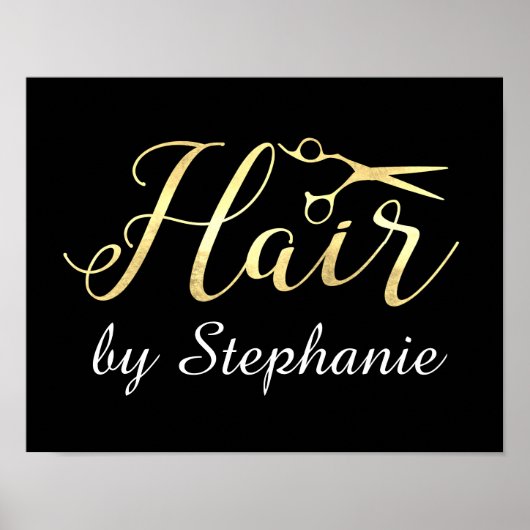 Poster Ciseaux en or Scissors Coiffeur Salon de Coiffure (Devant)