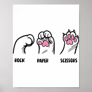 Poster Ciseaux Papier Rocher Paquets de chat Drôle Amoure