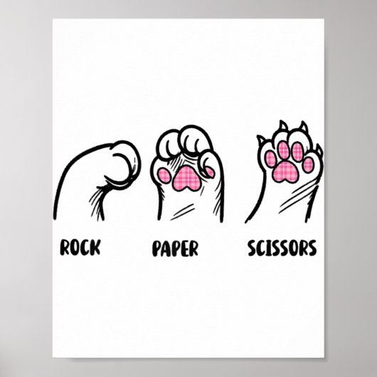 Poster Ciseaux Papier Rocher Paquets de chat Drôle Amoure (Devant)