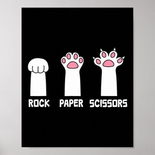 Poster Ciseaux Papier Rocher Pâtes de chat Jeu mignonne P (Devant)