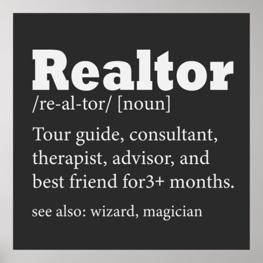 Poster Citation amusante de l'agent immobilier Realtor (Devant)
