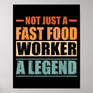 Poster Citation amusante Retro Fast Food Worker