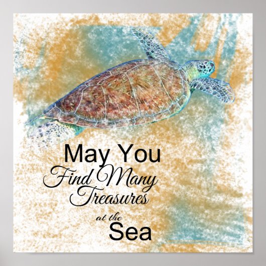 Poster Citation Art de Sea Turtle Beach (Devant)