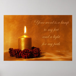 Poster Citation biblique avec bougie de Noël