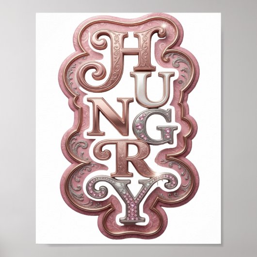 Poster Citation Bold Silver HUNGRY Design (Devant)