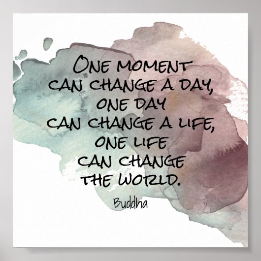 Poster citation Bouddha inspirant texte aquarelle design (Devant)