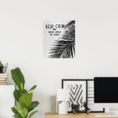 Poster Citation CALME Palmiers noir et blanc (Bureau à domicile)