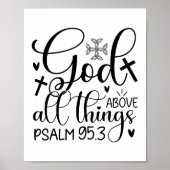 Poster Citation chrétienne inspirée de la foi noire blanc (Devant)