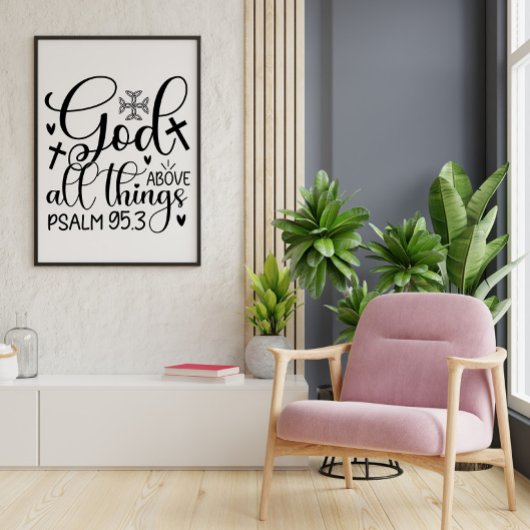 Poster Citation chrétienne inspirée de la foi noire blanc