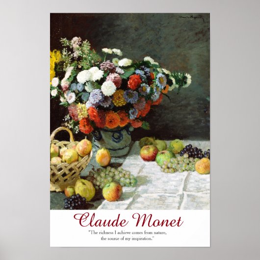 Poster Citation Claude Monet Fleurs et fruits (Devant)