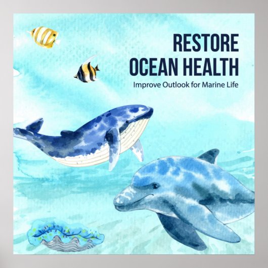 Poster Citation Colorée Moderne Protéger Marine Life (Devant)