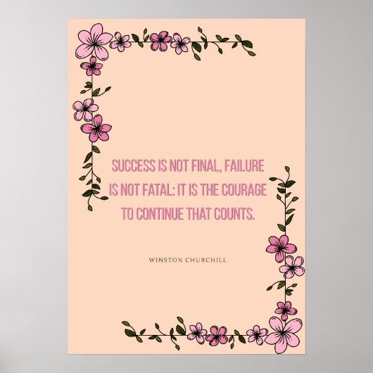 Poster Citation Courageuse Imprimée – Motivation Florale (Devant)