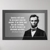 Poster Citation d'Abraham Lincoln sur l'Amérique (Devant)