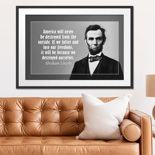 Poster Citation d'Abraham Lincoln sur l'Amérique