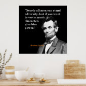 Poster Citation d'Abraham Lincoln sur le caractère (Cuisine)