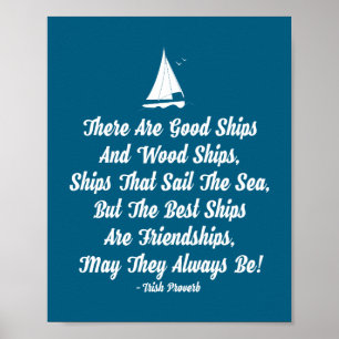 Poster Citation d'amitié bons navires mouettes dicton irl