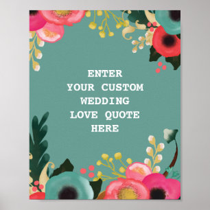 Poster Citation d'amour Mariage floral moderne Imprimer